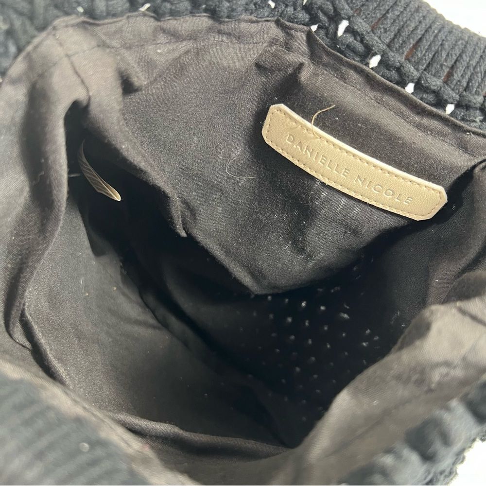 Danielle Nicole Macrame Handbag Black Fringe - image 6